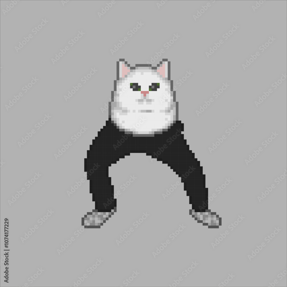 Funny cat with long legs, pixel art meme Funny cat with long legs, pixel art meme