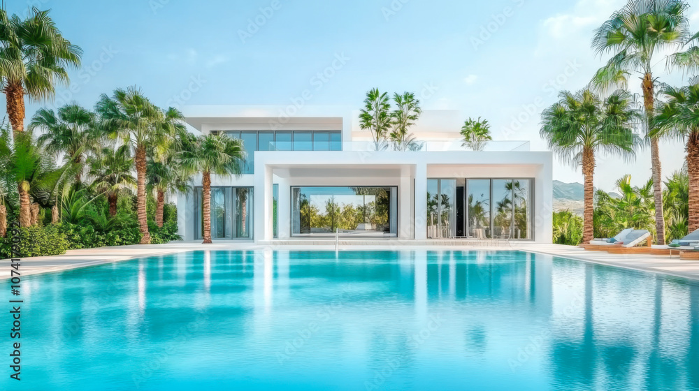 white villa with impressive garden and pool white villa with impressive garden and pool