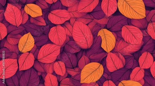 Wallpaper Mural Seamless pattern of outlined autumn leaves creating a vibrant background perfect for seasonal design projects Torontodigital.ca