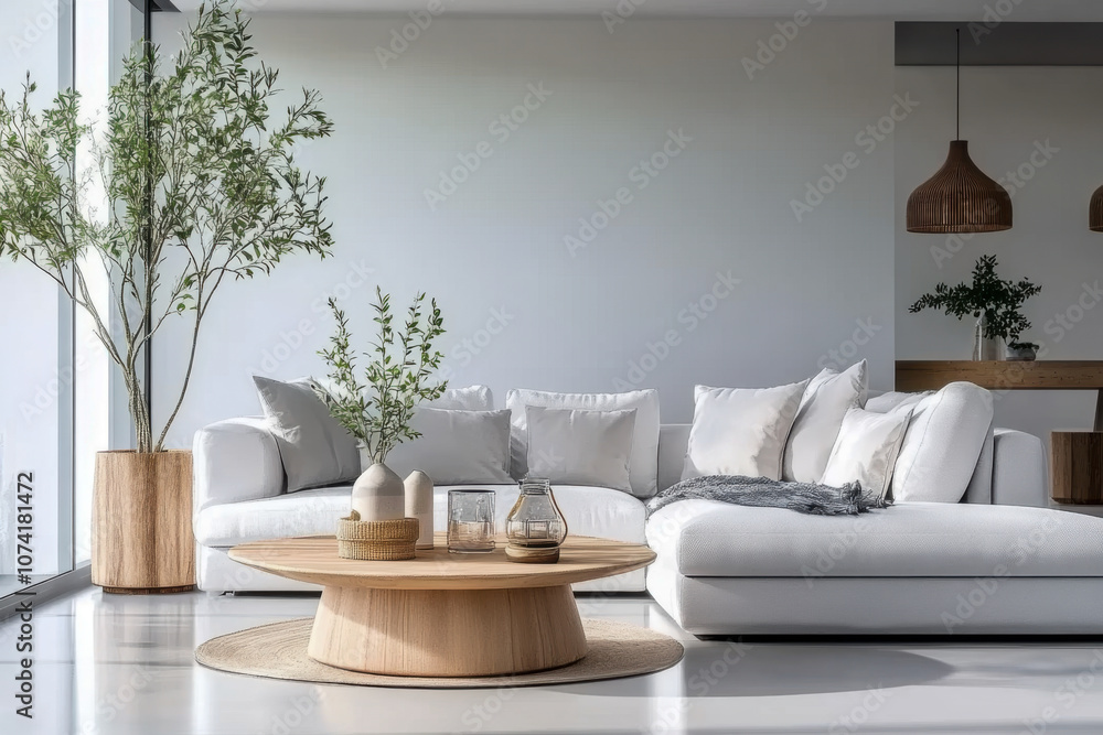 modern living room Style Studio apartment with white corner sofa Scandinavian home interior design modern living room Style Studio apartment with white corner sofa Scandinavian home interior design