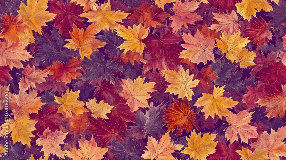 Seamless pattern of vibrant autumn maple leaves against a rich background ideal for seasonal decor and crafts Seamless pattern of vibrant autumn maple leaves against a rich background ideal for seasonal decor and crafts