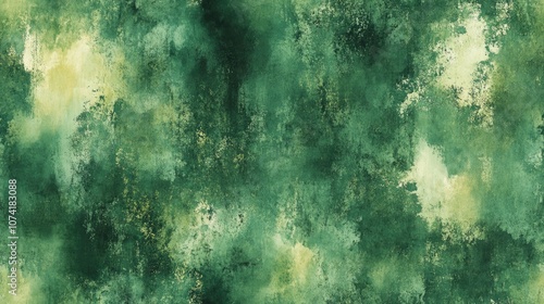 Seamless green tie dye pattern featuring artistic watercolor textures and distressed backgrounds ideal for textile design and fashion applications