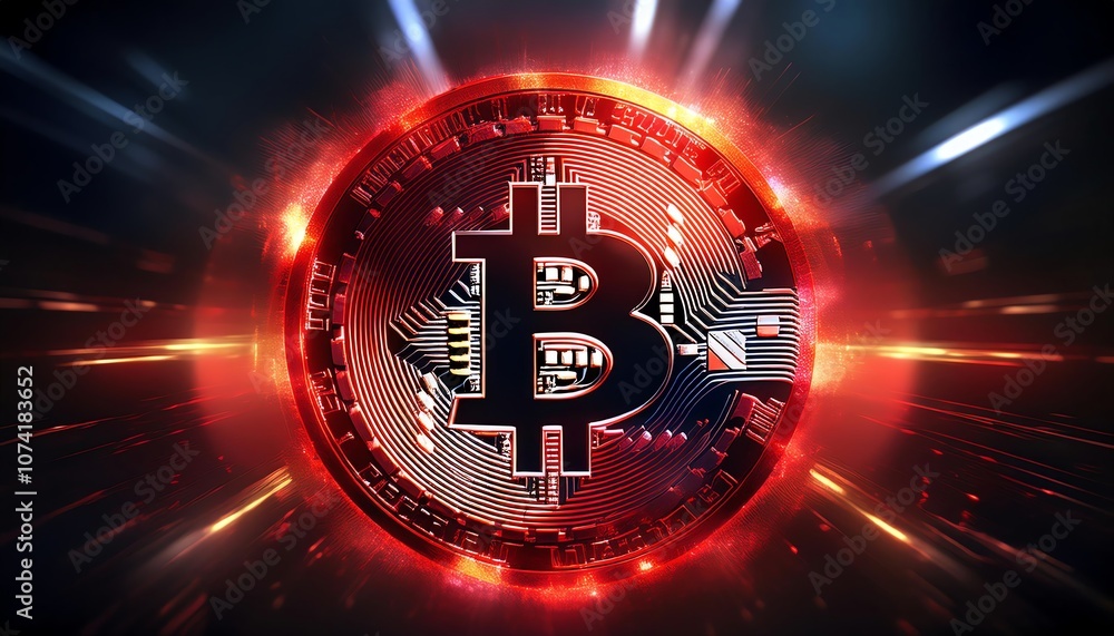 A vibrant digital representation of a Bitcoin symbol surrounded by glowing effects and a technological background, symbolizing cryptocurrency and blockchain. A vibrant digital representation of a Bitcoin symbol surrounded by glowing effects and a technological background, symbolizing cryptocurrency and blockchain.