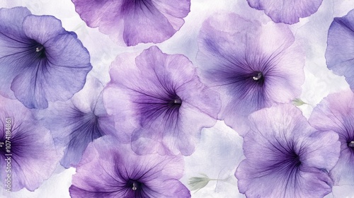Wallpaper Mural Seamless pattern of delicate petunias created with watercolor sketches perfect for trendy decor and design vintage style translucent effects Torontodigital.ca