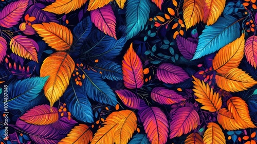 Beautiful autumn leaf seamless pattern featuring vibrant colors and intricate details for textile design and home decor