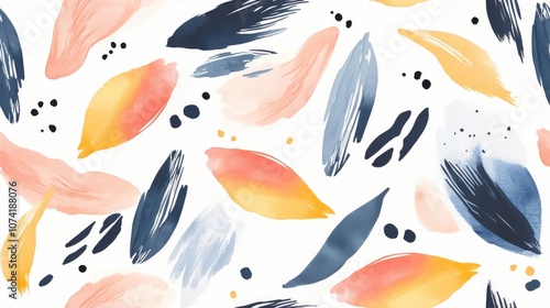 Fototapeta Naklejka Na Ścianę i Meble -  Seamless watercolor pattern featuring abstract brush strokes ideal for wallpaper and artistic projects