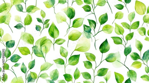Wallpaper Mural Seamless watercolor pattern featuring lush green leaves against a white backdrop ideal for floral wallpaper or summer themed decor Torontodigital.ca