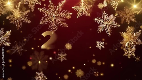 luxurious dark red background video shimmering snowflakes golden bokeh effects creating elegant festive atmosphere New Year’s 2025 greeting cards premium sale ads holidaythemed marketing materials