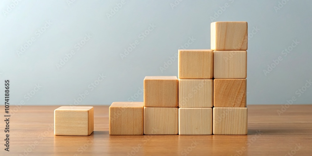 Wooden Cubes Representing Pay Gap with Rule of Thirds Composition, Emphasizing Income Disparity in a Thought-Provoking Visual Context Wooden Cubes Representing Pay Gap with Rule of Thirds Composition, Emphasizing Income Disparity in a Thought-Provoking Visual Context