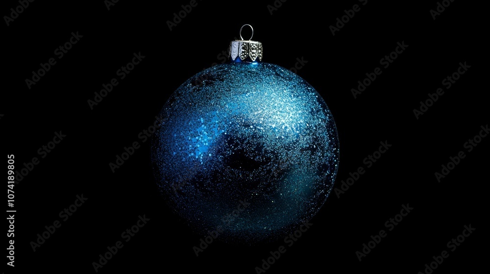 Blue Christmas ball isolated on black background Blue Christmas ball isolated on black background