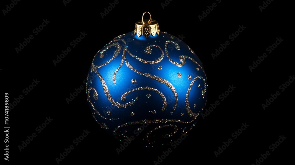 Blue Christmas ball isolated on black background Blue Christmas ball isolated on black background