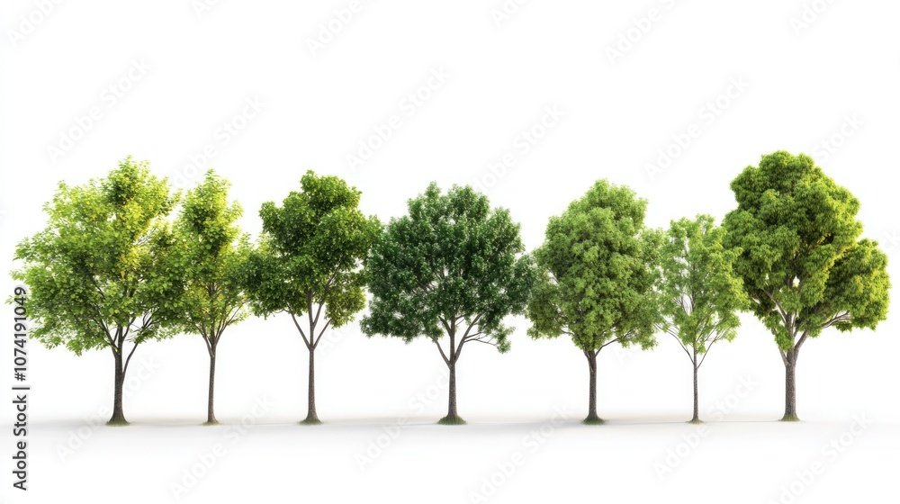 3D rendering of trees set against a white background 3D rendering of trees set against a white background
