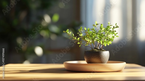 Wallpaper Mural 3D rendering of a defocused beautiful green plant in a miniature garden Torontodigital.ca