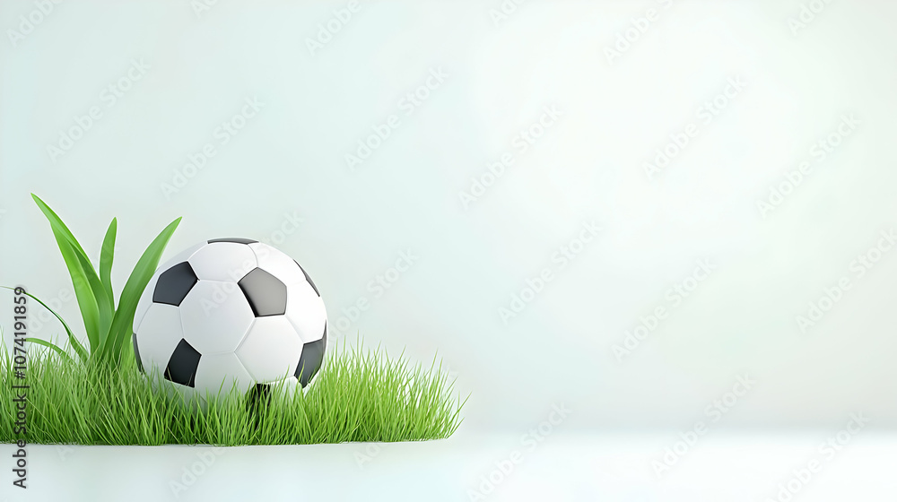 Fototapeta premium Football, Soccer Ball and Field, Verdant Grass