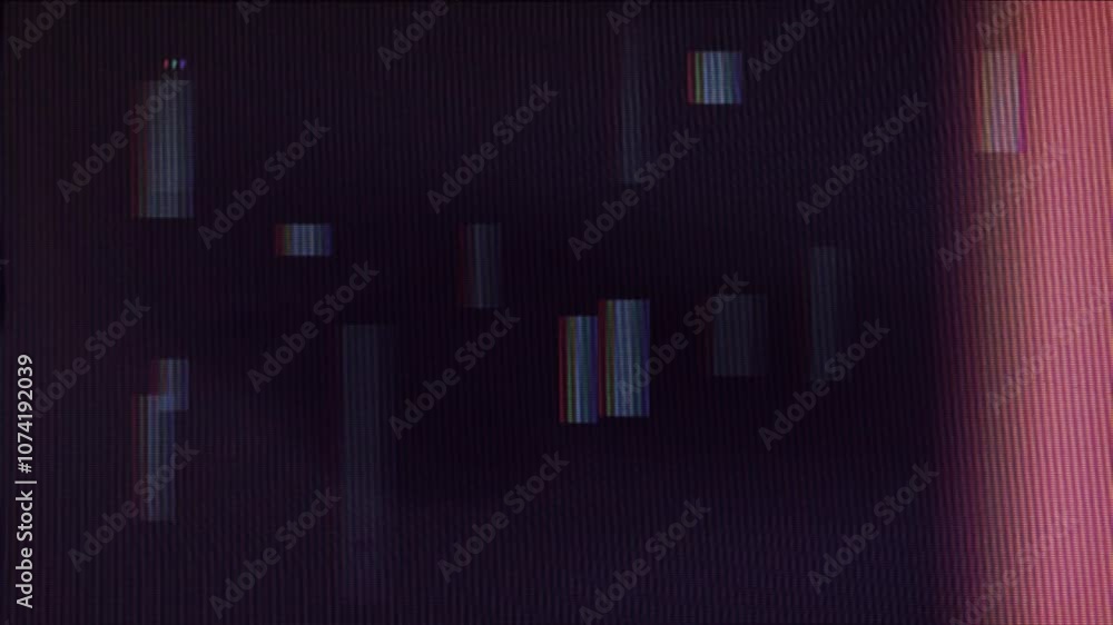 Old style film frame with square shapes animation and retro style distortion effects