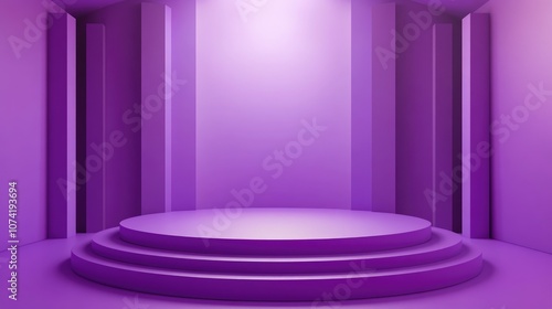 3D rendering of a purple empty studio room with a gradient background designed for product display