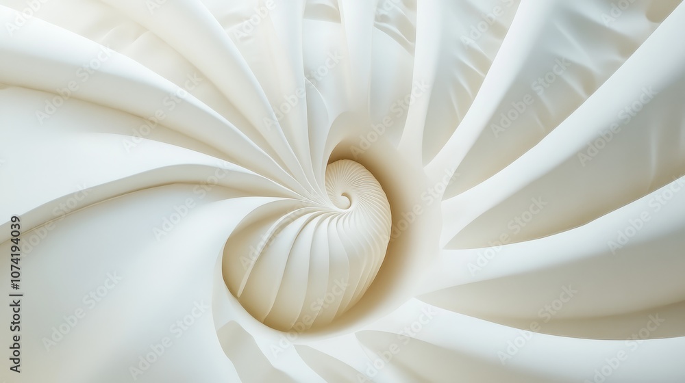 Obraz premium 3D rendering of abstract background featuring coiled shell geometry