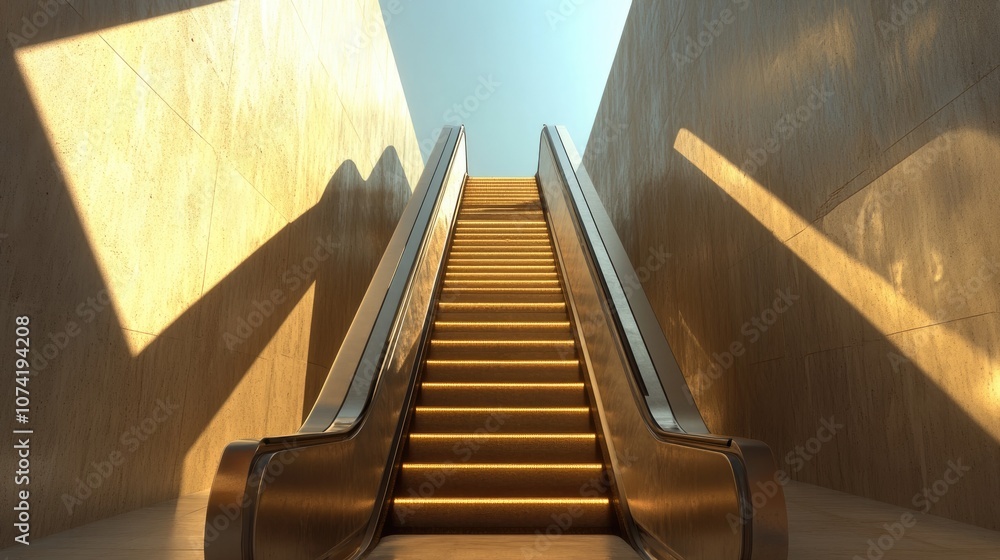 Fototapeta premium 3D rendering of an escalator ascending