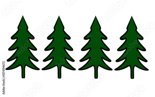 Hand drawn green Christmas tree silhouette