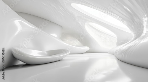 Futuristic abstract white interior design with 3D rendering photo