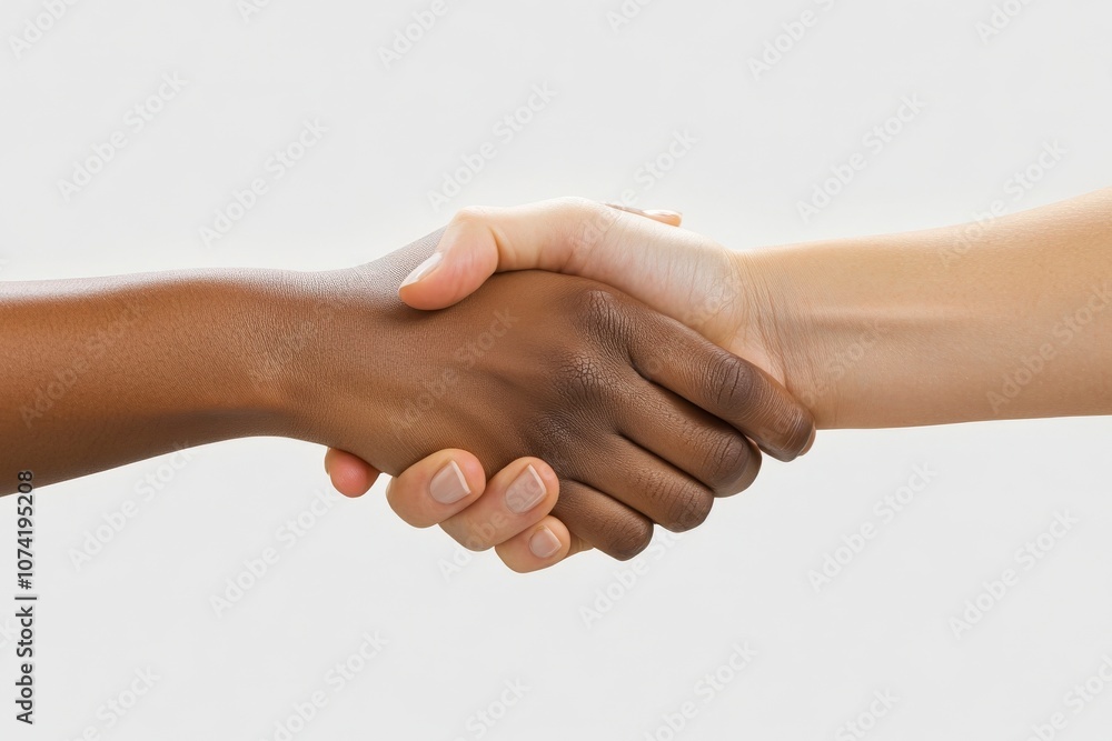 Diverse Hands Shaking on White Background Diverse Hands Shaking on White Background