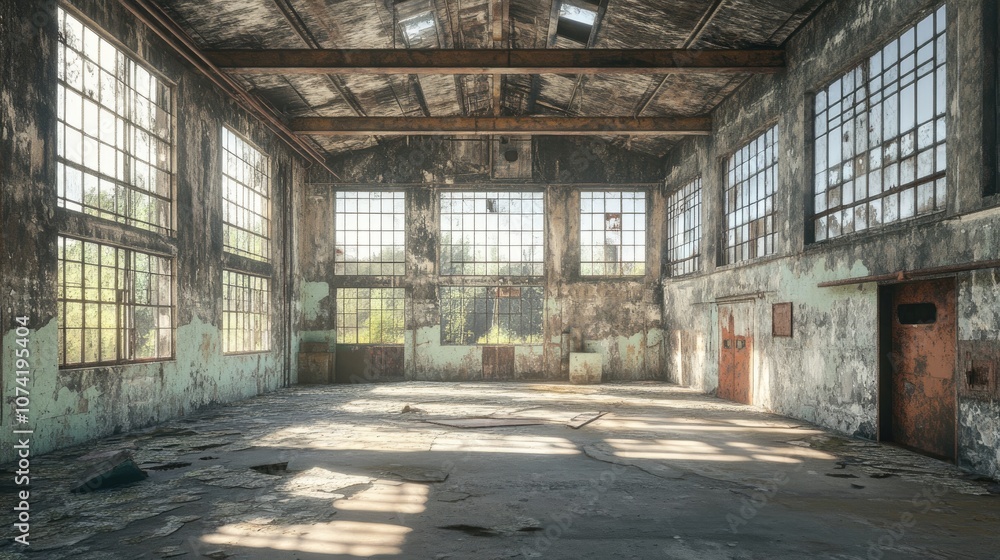3D rendering of the ruins of an old abandoned factory 3D rendering of the ruins of an old abandoned factory