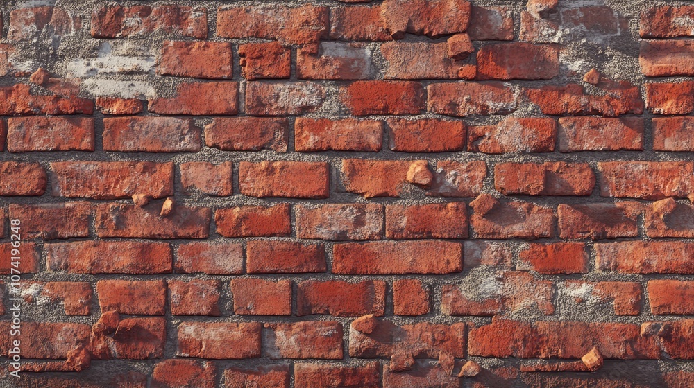3D rendering of a red brick wall with clumps arranged orderly featuring an uneven surface 3D rendering of a red brick wall with clumps arranged orderly featuring an uneven surface