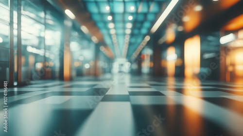 3D rendering of an abstract blurred and defocused airport terminal interior for use as a background