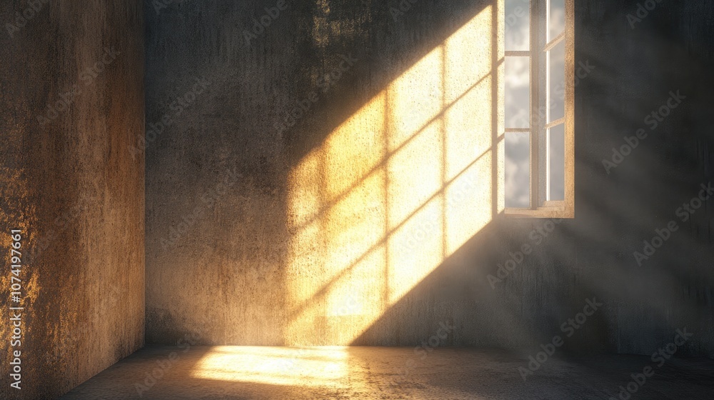 3D rendering of contrasting light streaming through a window 3D rendering of contrasting light streaming through a window