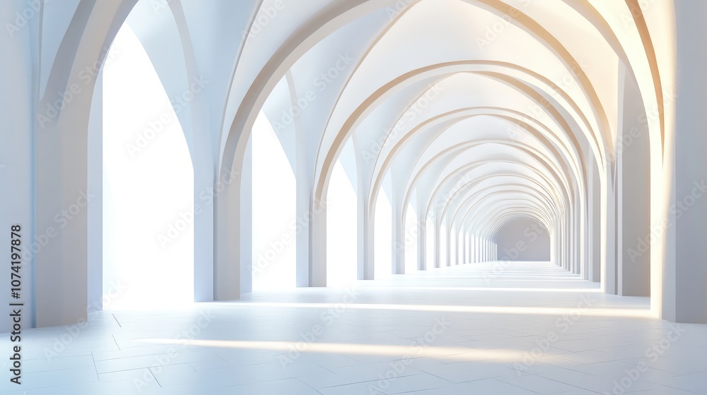 Abstract architecture background featuring white arches in a 3D rendering Abstract architecture background featuring white arches in a 3D rendering