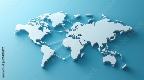 Wallpaper Mural A minimalist map of the world in white, set against a light blue background, depicting global connectivity and geography. Torontodigital.ca