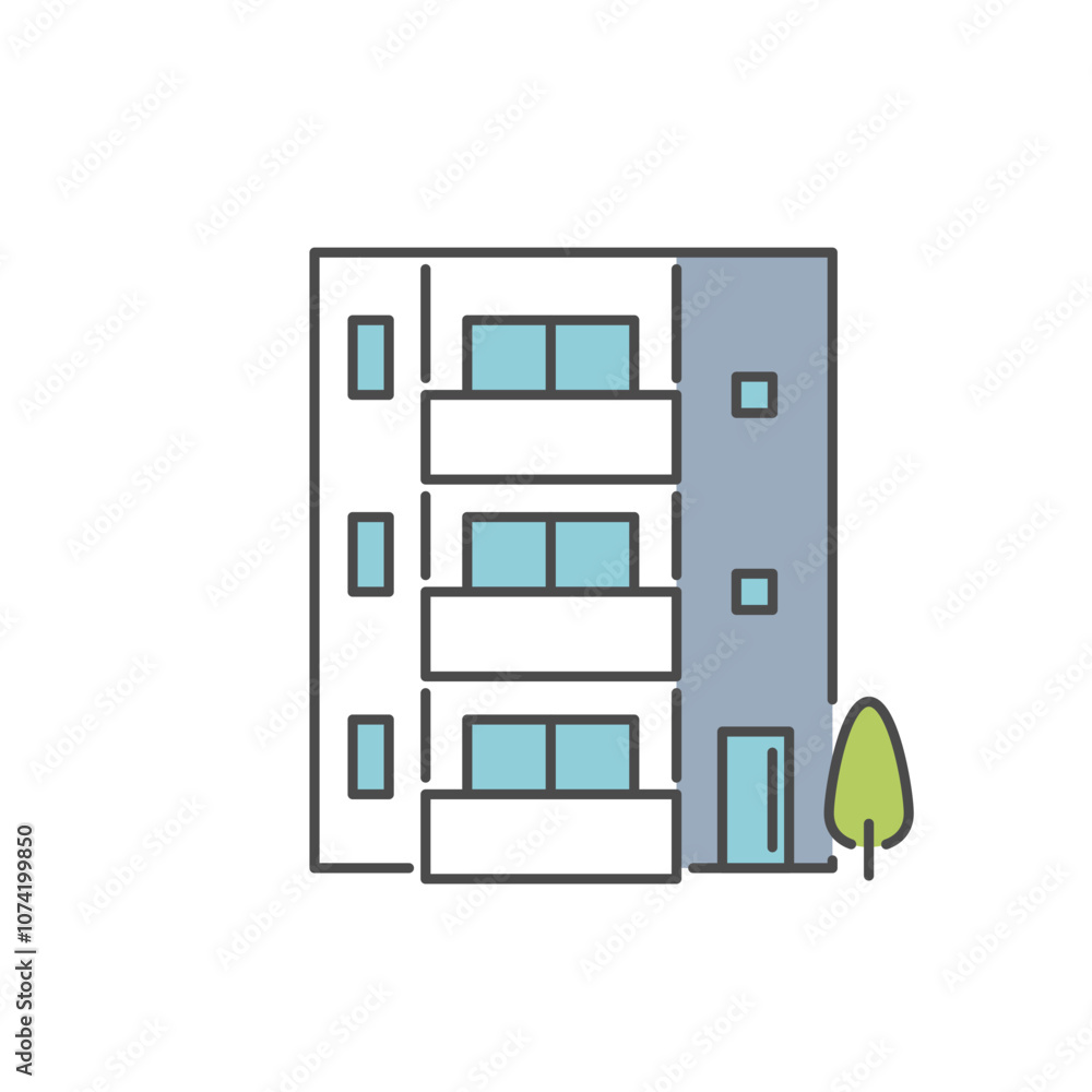 シンプルでおしゃれな集合住宅のアイコンのベクターイラスト シンプルでおしゃれな集合住宅のアイコンのベクターイラスト
