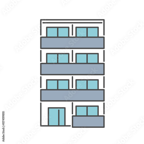 シンプルでおしゃれな集合住宅のアイコンのベクターイラスト