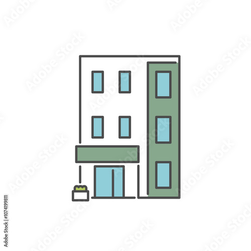 シンプルでおしゃれな集合住宅のアイコンのベクターイラスト