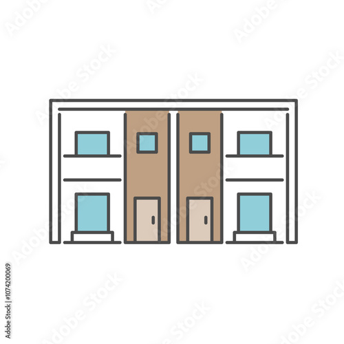 シンプルでおしゃれな集合住宅のアイコンのベクターイラスト
