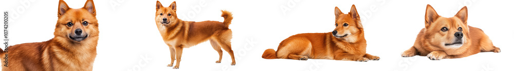 Adorable fluffy orange puppy dog posing and sitting in a studio setting on a plain white background The energetic and happy canine has a friendly and playful expression Adorable fluffy orange puppy dog posing and sitting in a studio setting on a plain white background The energetic and happy canine has a friendly and playful expression