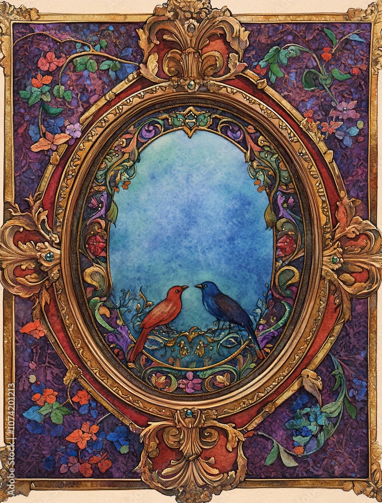 Obraz premium Ornate frame, center space for text. 