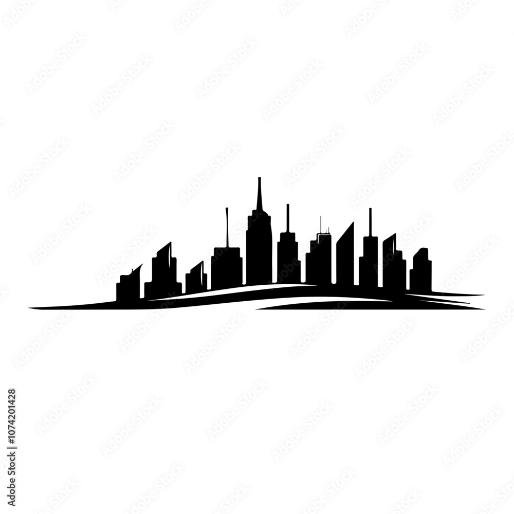 Fototapeta premium Street And Skyline Vector Logo