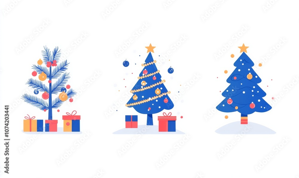 Christmas tree with gifts, a illustration set on a white background. Christmas tree with gifts, a illustration set on a white background.