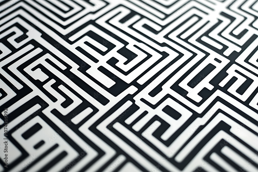 Intricate black and white maze pattern with winding lines, creating an abstract geometric background. Ideal for design projects, textures, and visual concepts.
Intricate black and white maze pattern with winding lines, creating an abstract geometric background. Ideal for design projects, textures, and visual concepts.