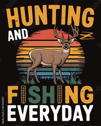 Hunting and fishing everyday illustration vector .