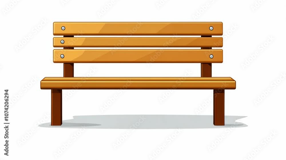 A simple wooden bench sits on a white background A simple wooden bench sits on a white background