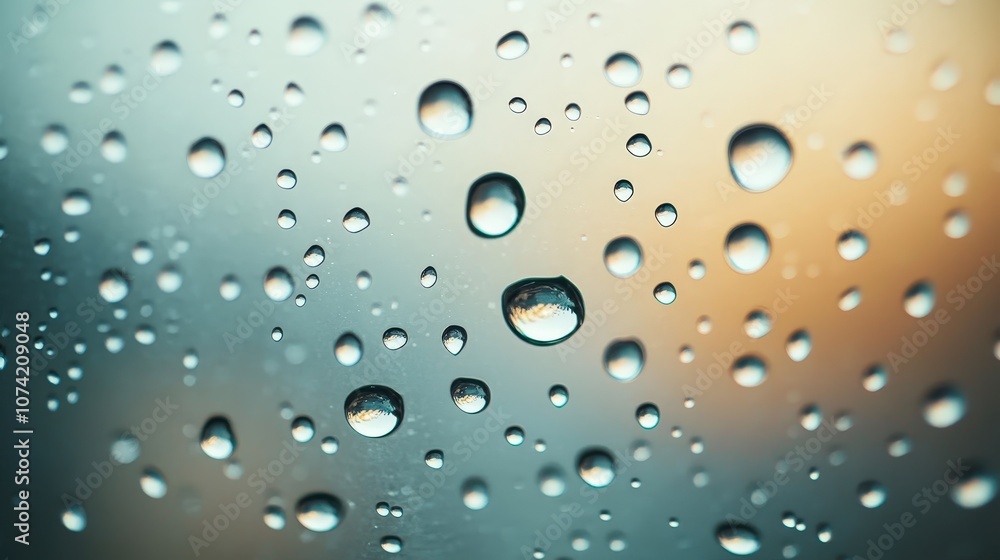 Close-Up View of Water Droplets on Smooth Surface with Soft Background Colors, Creating an Aesthetic and Serene Atmosphere for Nature Photography Close-Up View of Water Droplets on Smooth Surface with Soft Background Colors, Creating an Aesthetic and Serene Atmosphere for Nature Photography