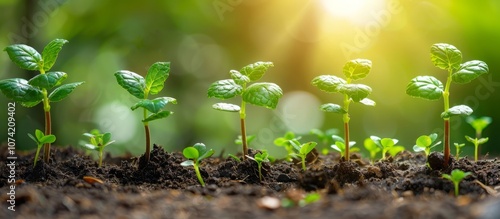 Fresh Green Sprouts in Sunlit Soil