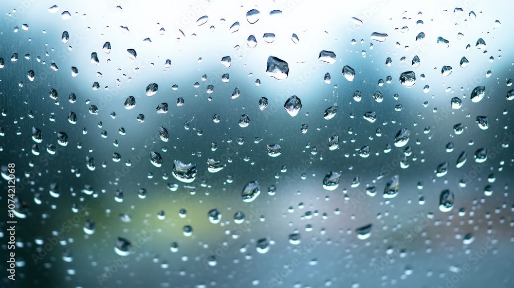Raindrops on a Window Pane with a Blurred Background of Trees and Urban Environment Creating a Moody, Tranquil Atmosphere on a Gloomy Day Raindrops on a Window Pane with a Blurred Background of Trees and Urban Environment Creating a Moody, Tranquil Atmosphere on a Gloomy Day