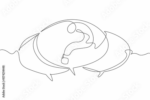 Single line drawing of callouts with question mark inside. National Trivia Day. Trivia games train the brain and expose to new information, improve cognitive skill, problem solving, creativity, memory