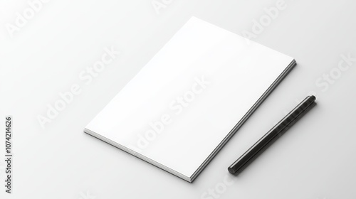 Realistic Mockup Template for Print Design Featuring Blank Notepad and Pencil on Minimalist Background for Creative Projects