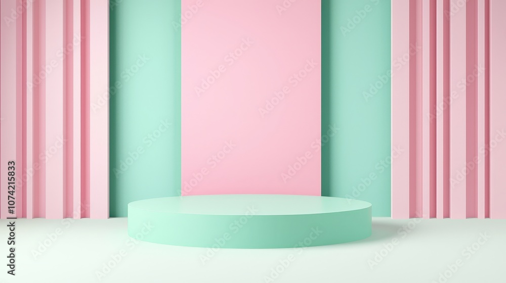Minimalist Pink and Green Geometric Platform Background Minimalist Pink and Green Geometric Platform Background