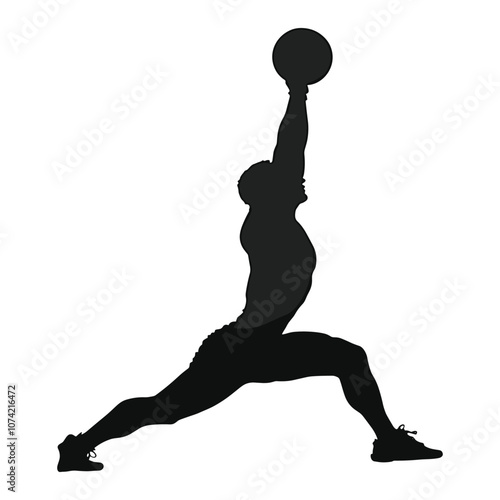 Woman in Squatting Position with Barbell in Silhouette
