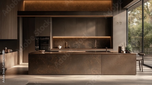 Wallpaper Mural Sleek minimalist kitchen in a luxury home, with handleless cabinets and neutral tones  Torontodigital.ca